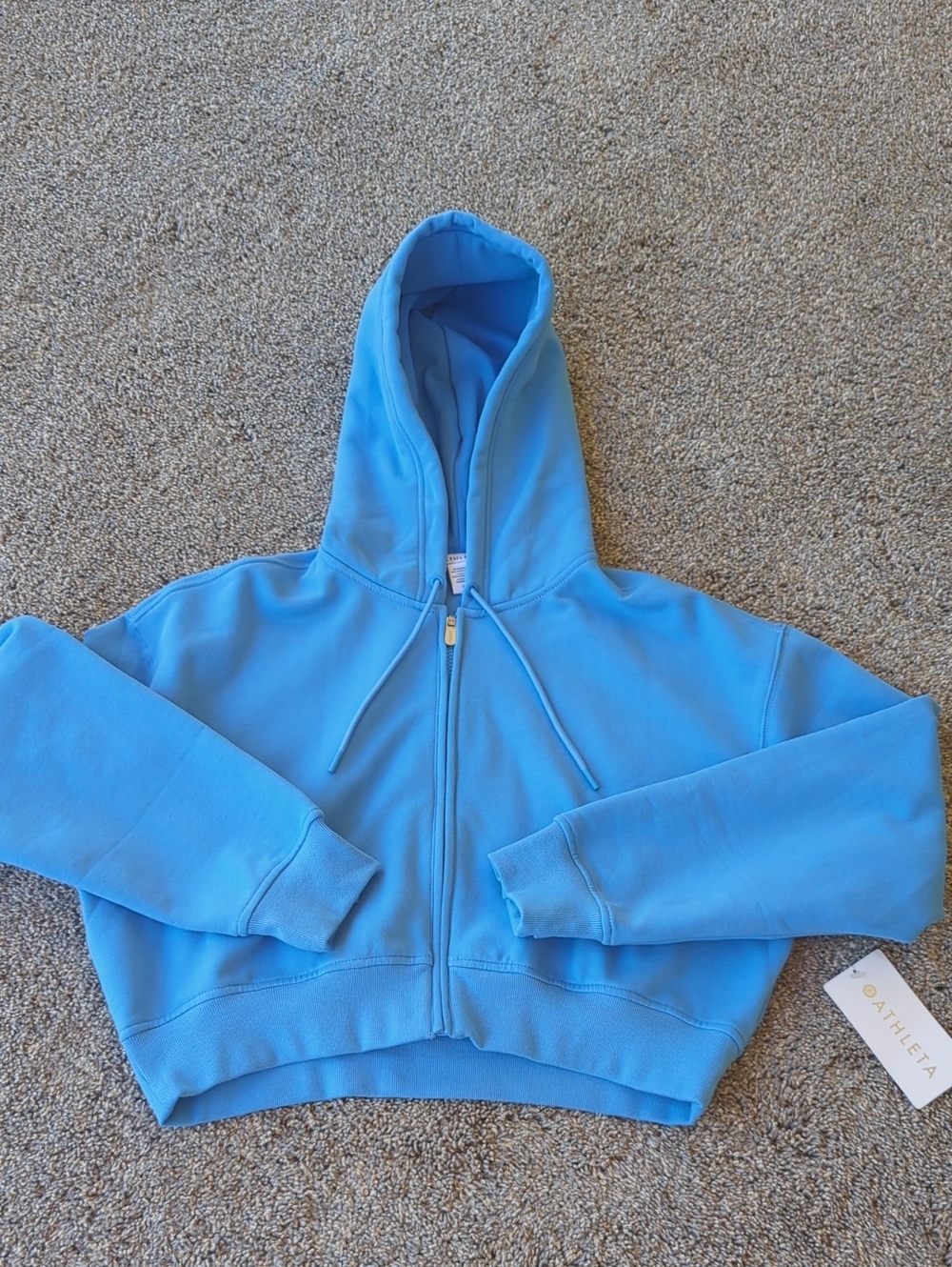 Athleta Forever Fleece Ultra Crop Full Zip Hoodie - Cornflower S